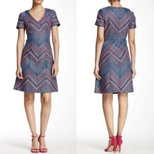 Shoshanna neon tweed Liasa chevron dress